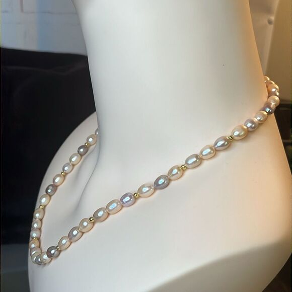 Stunning Multi Color Pearl Strand Necklace 14kyg/SS Clasp - Picture 8 of 13
